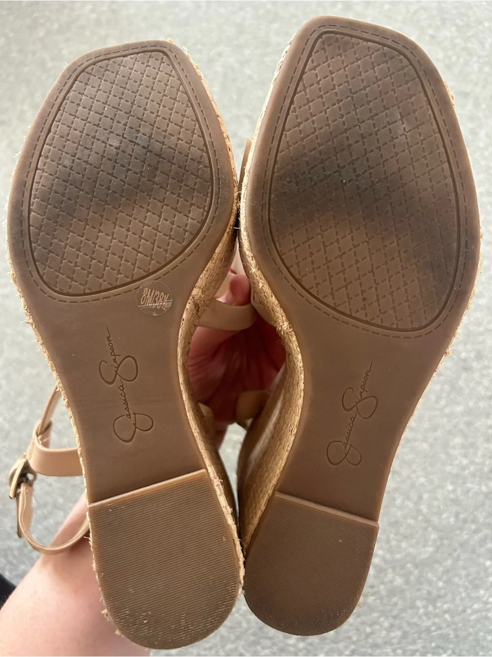 Jessica Simpson Women’s Nude Strappy Espadrille Wedge Sandals Size 8M